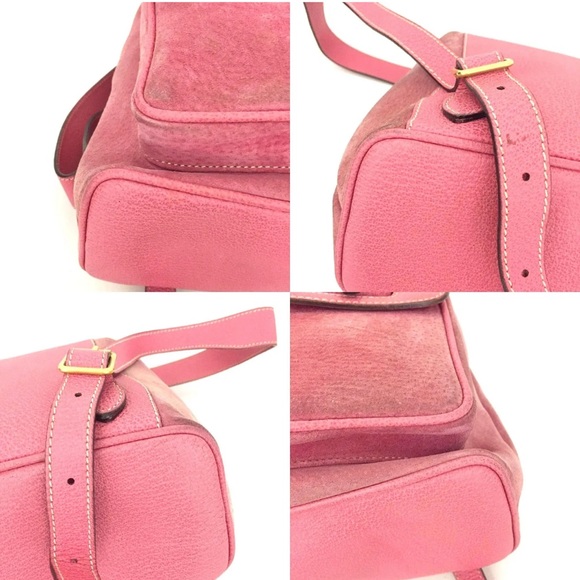 Beautiful HTF Pink Suede & Leather GUCCI Backpack w/Bamboo handle and Closures - Picture 6 of 12